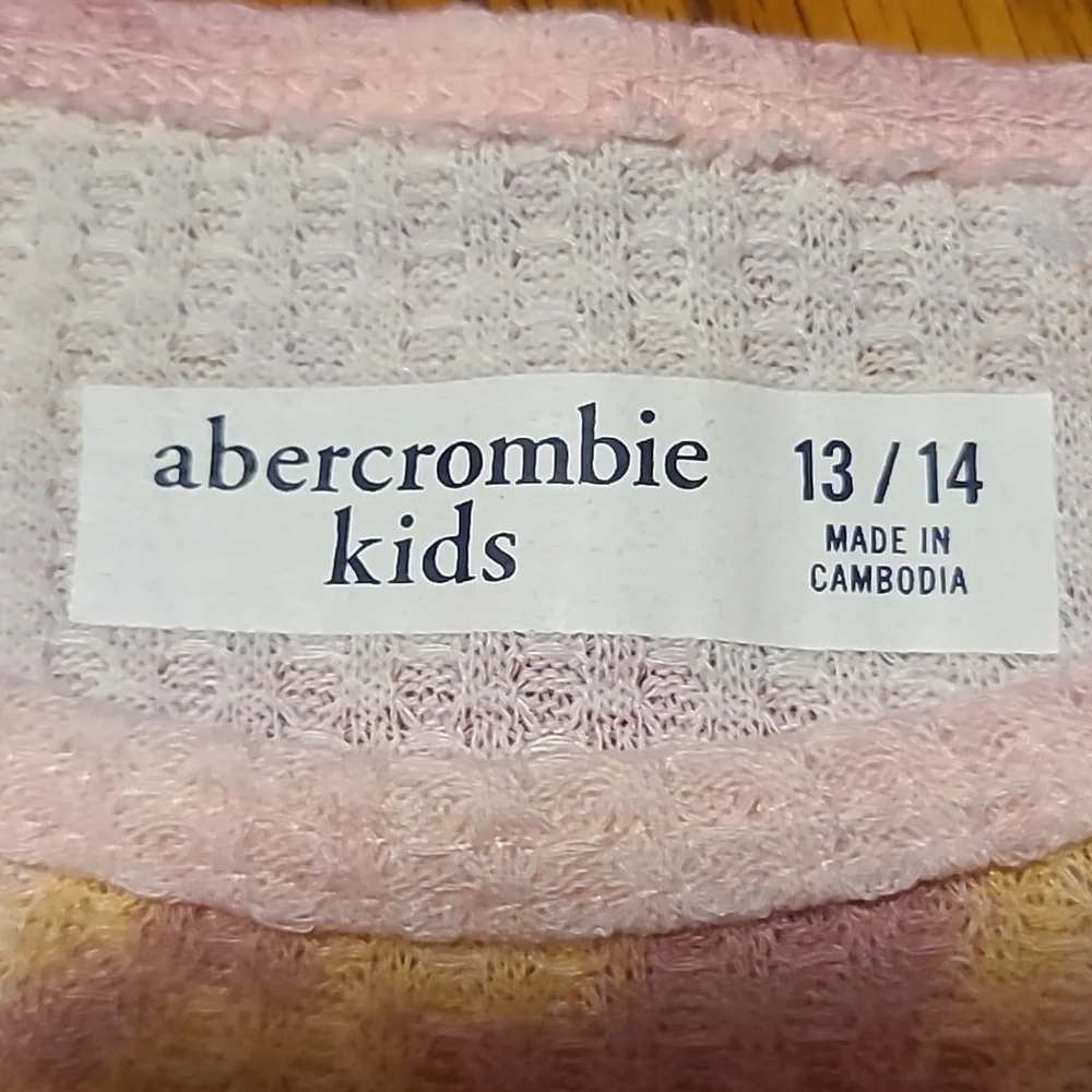 Abercrombie Kids Pink and Yellow Tie-Dye Top - Girl's 13/14